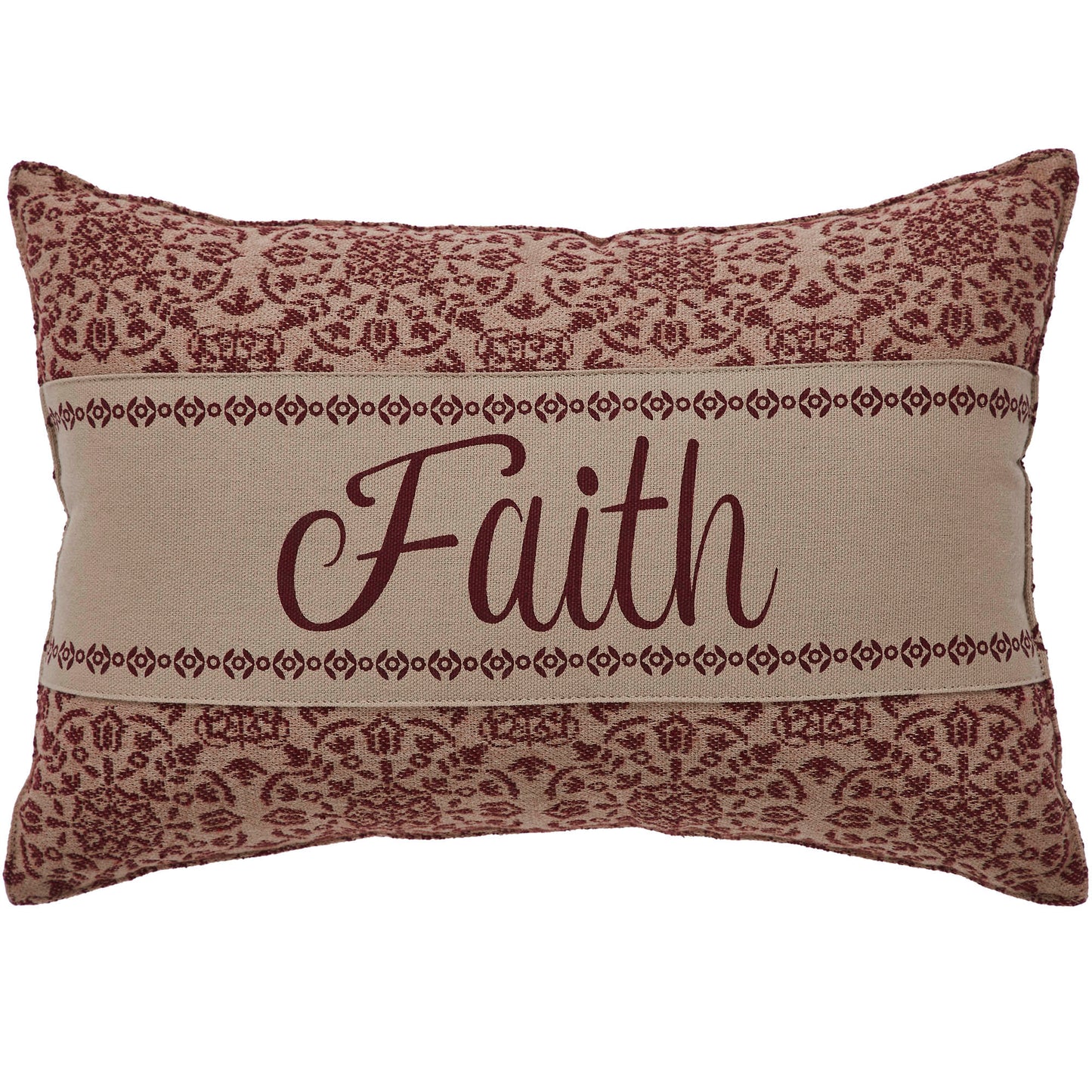 Custom House Burgundy Tan Jacquard Faith Pillow 9.5x14 SpadezStore