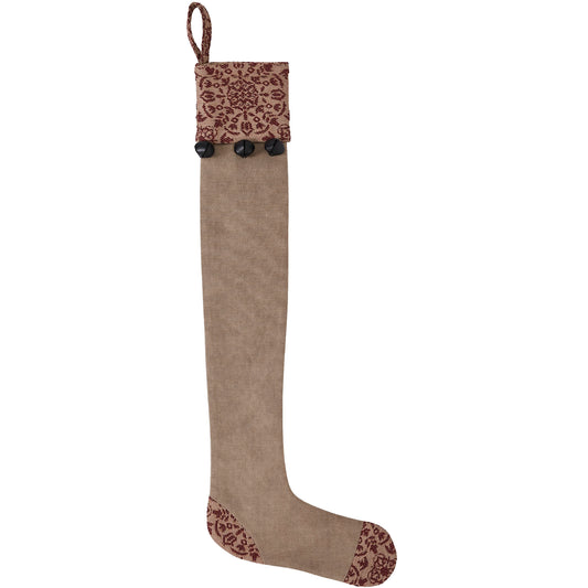 Custom House Burgundy Tan Jacquard Prim Stocking 7x19