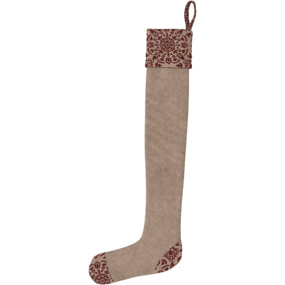 Custom House Burgundy Tan Jacquard Prim Stocking 7x19