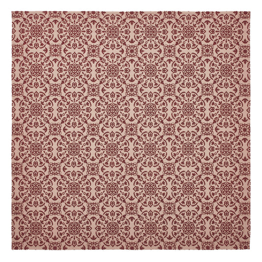 Custom House Burgundy Tan Jacquard Table Topper 42x42