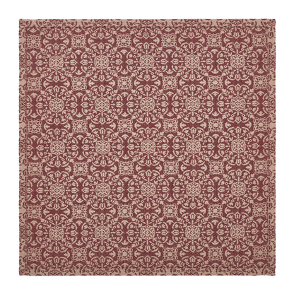 Custom House Burgundy Tan Jacquard Table Topper 20x20