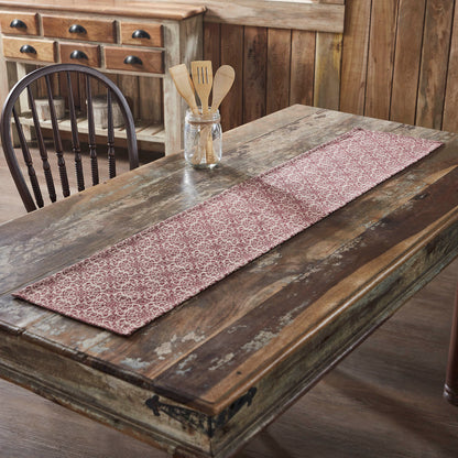 Custom House Burgundy Tan Jacquard Runner 12x60