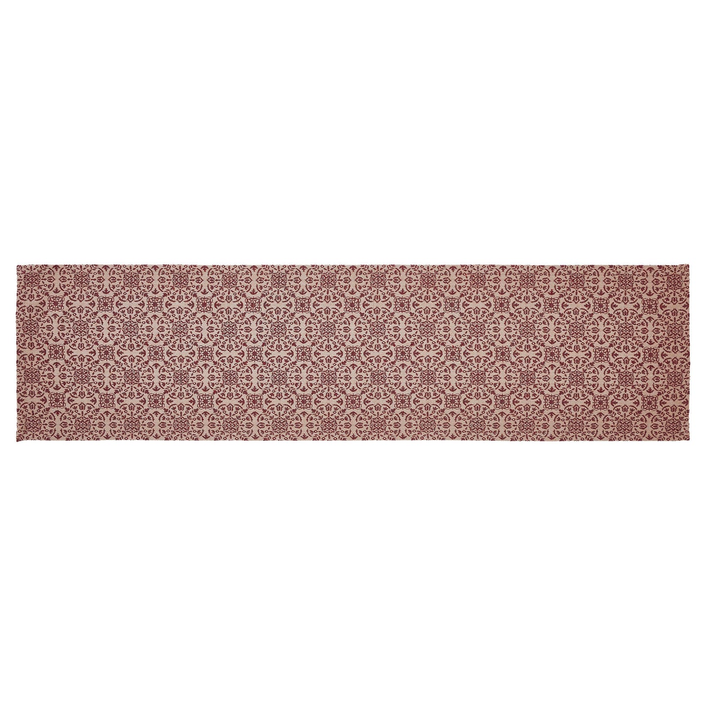 Custom House Burgundy Tan Jacquard Runner 12x48