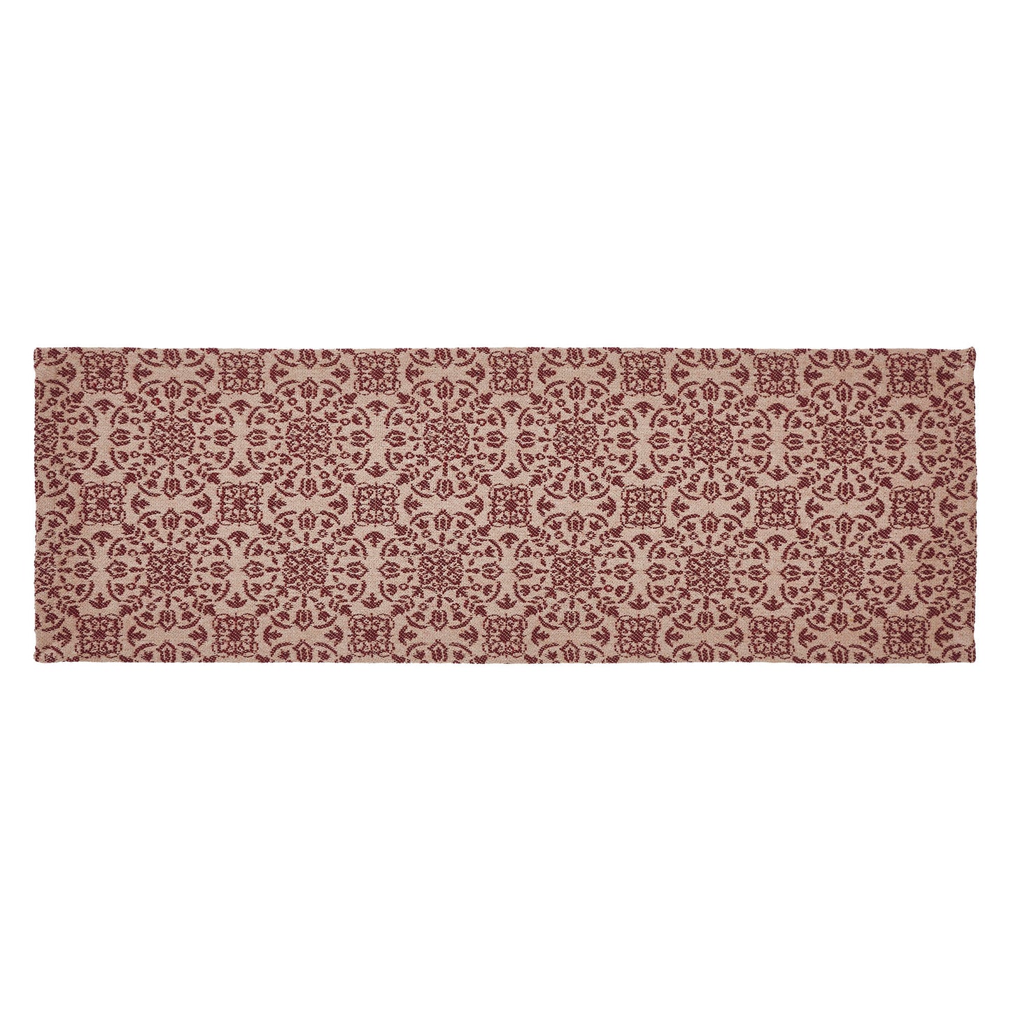 Custom House Burgundy Tan Jacquard Runner 8x24