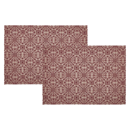 Custom House Burgundy Tan Jacquard Placemat Set of 2 13x19