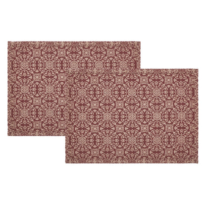 Custom House Burgundy Tan Jacquard Placemat Set of 2 13x19