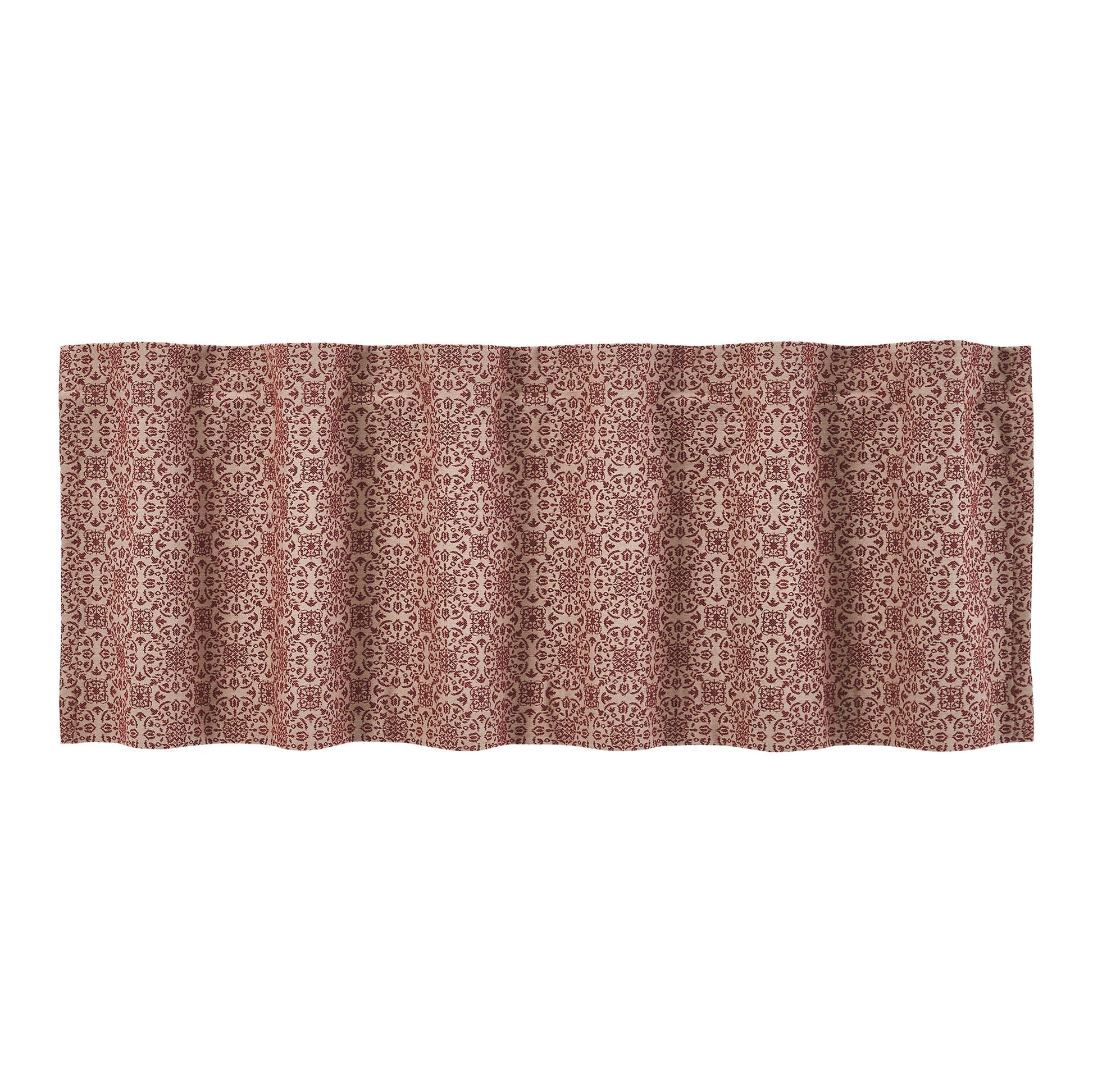 Custom House Burgundy Tan Jacquard Valance 18x60 SpadezStore