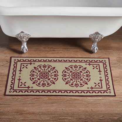 Custom House Burgundy Tan Jacquard Polyester Bathmat 17x36