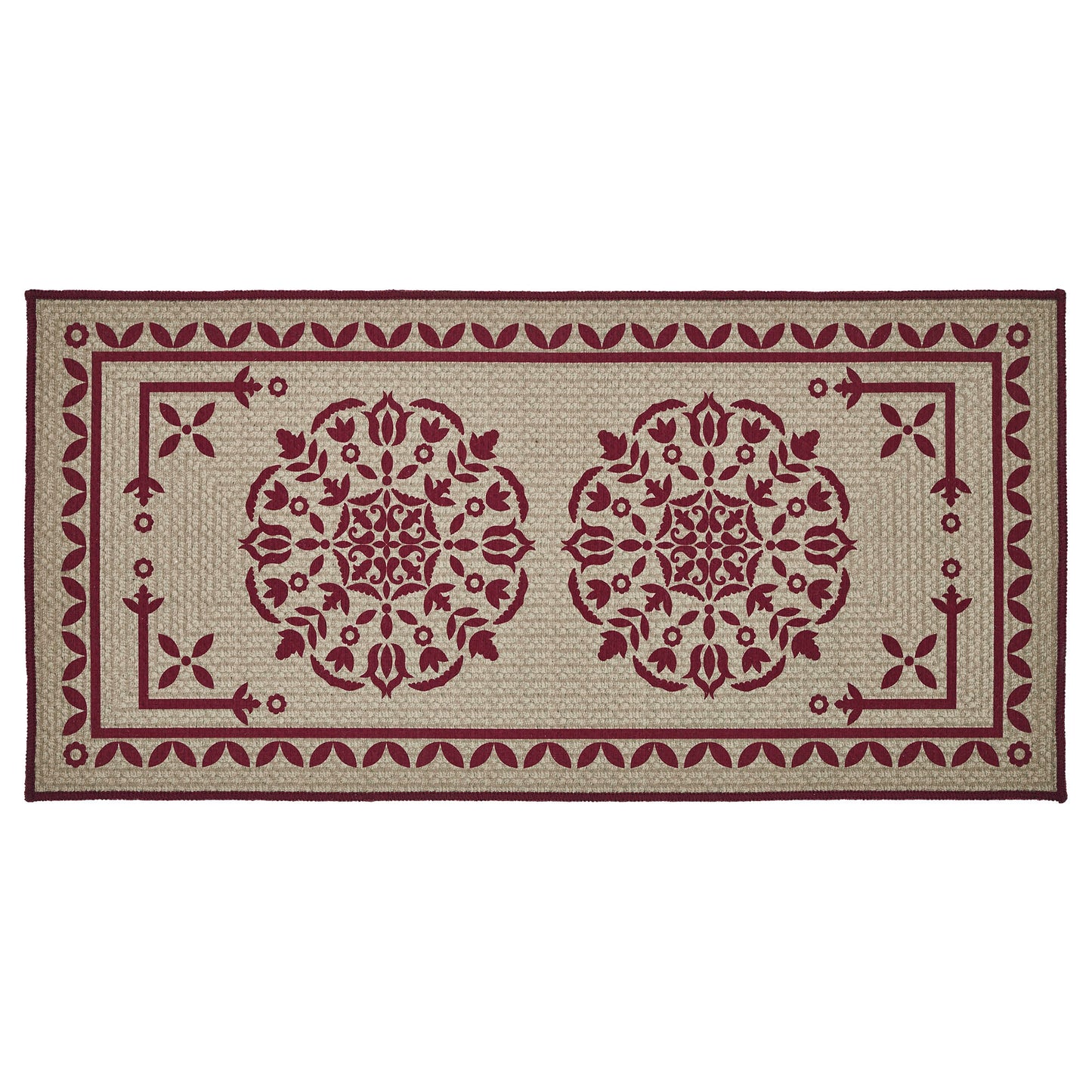 Custom House Burgundy Tan Jacquard Polyester Bathmat 17x36