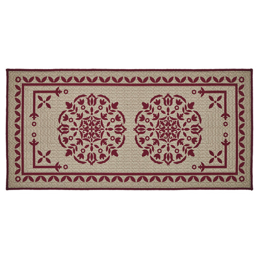 Custom House Burgundy Tan Jacquard Polyester Bathmat 17x36