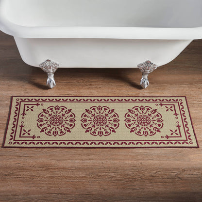 Custom House Burgundy Tan Jacquard Polyester Bathmat 17x48