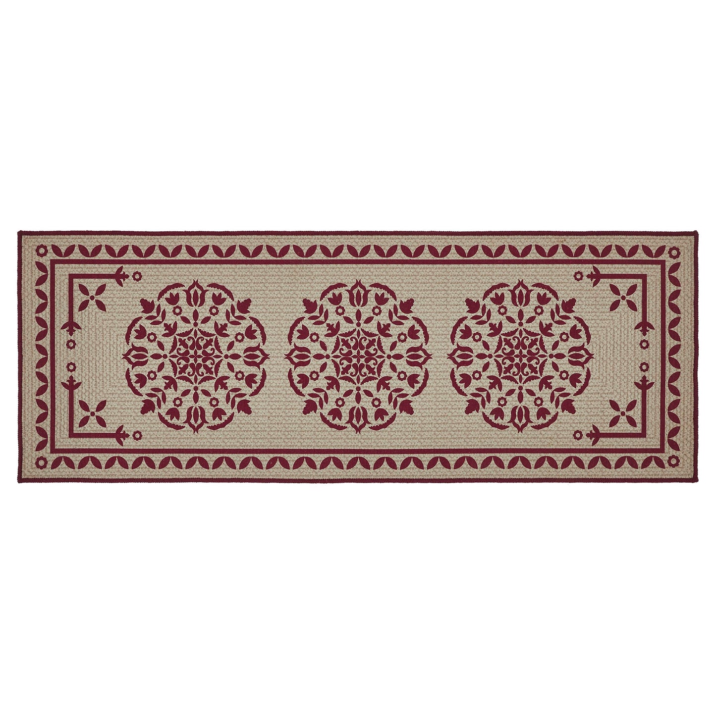 Custom House Burgundy Tan Jacquard Polyester Bathmat 17x48