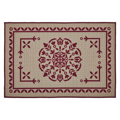 Custom House Burgundy Tan Jacquard Polyester Bathmat 20x30