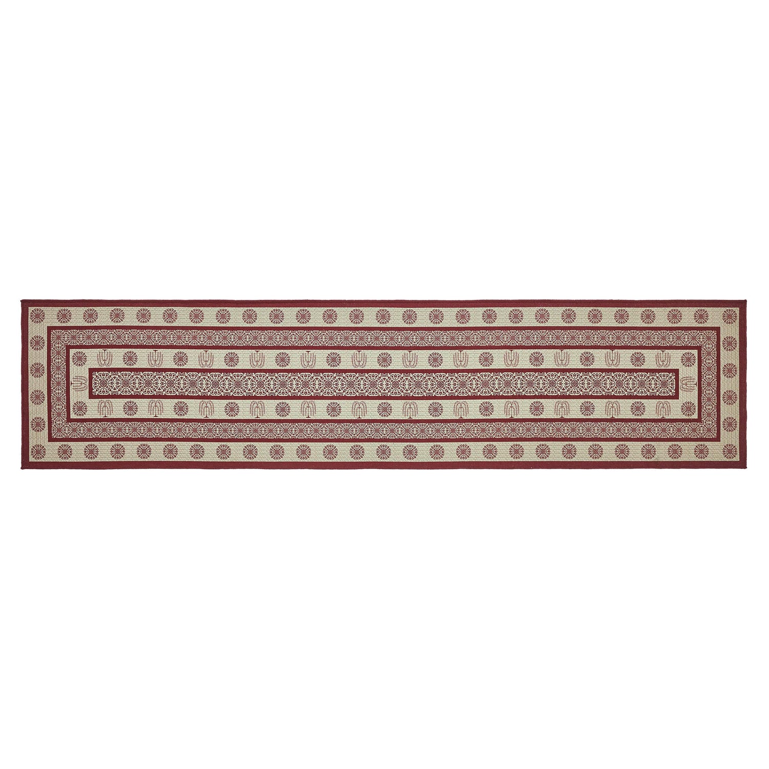 Custom House Burgundy Tan Jacquard Indoor/Outdoor Rug/Runner Rect 22x96 SpadezStore