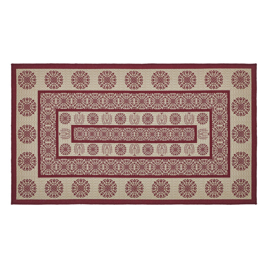 Custom House Burgundy Tan Jacquard Indoor/Outdoor Rug Rect 27x48 SpadezStore