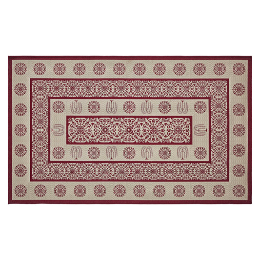 Custom House Burgundy Tan Jacquard Indoor/Outdoor Rug Rect 36x60 SpadezStore