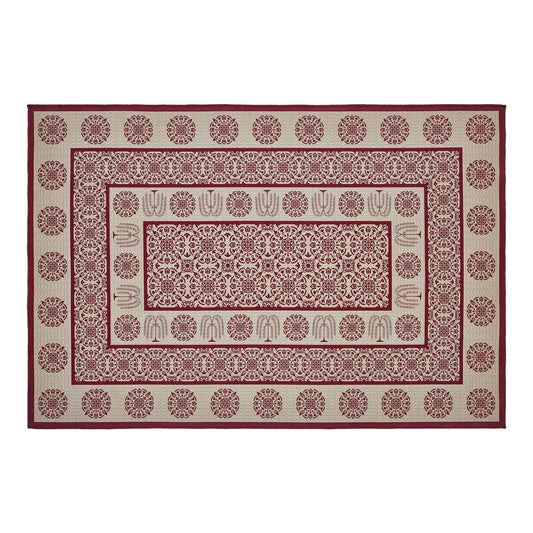 Custom House Burgundy Tan Jacquard Indoor/Outdoor Rug Rect 48x72 SpadezStore