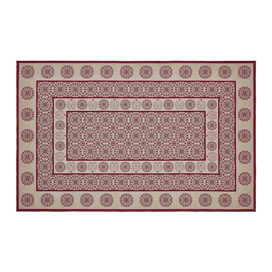 Custom House Burgundy Tan Jacquard Indoor/Outdoor Rug Rect 60x96 SpadezStore