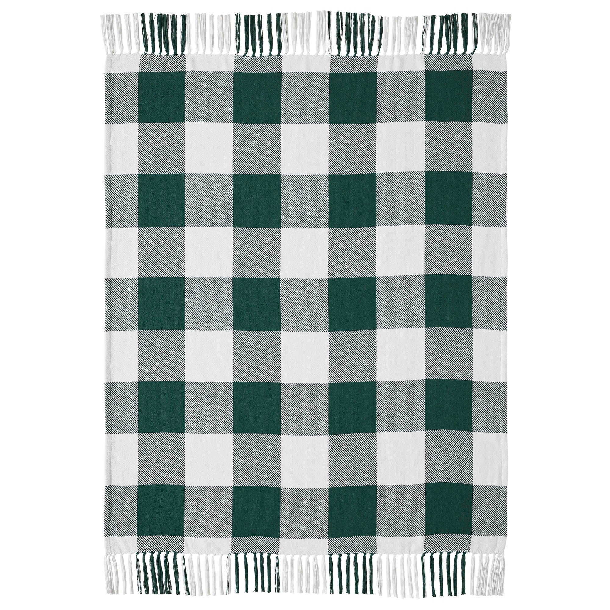 Annie Buffalo Check Hunter Green Woven Throw 50x60 SpadezStore