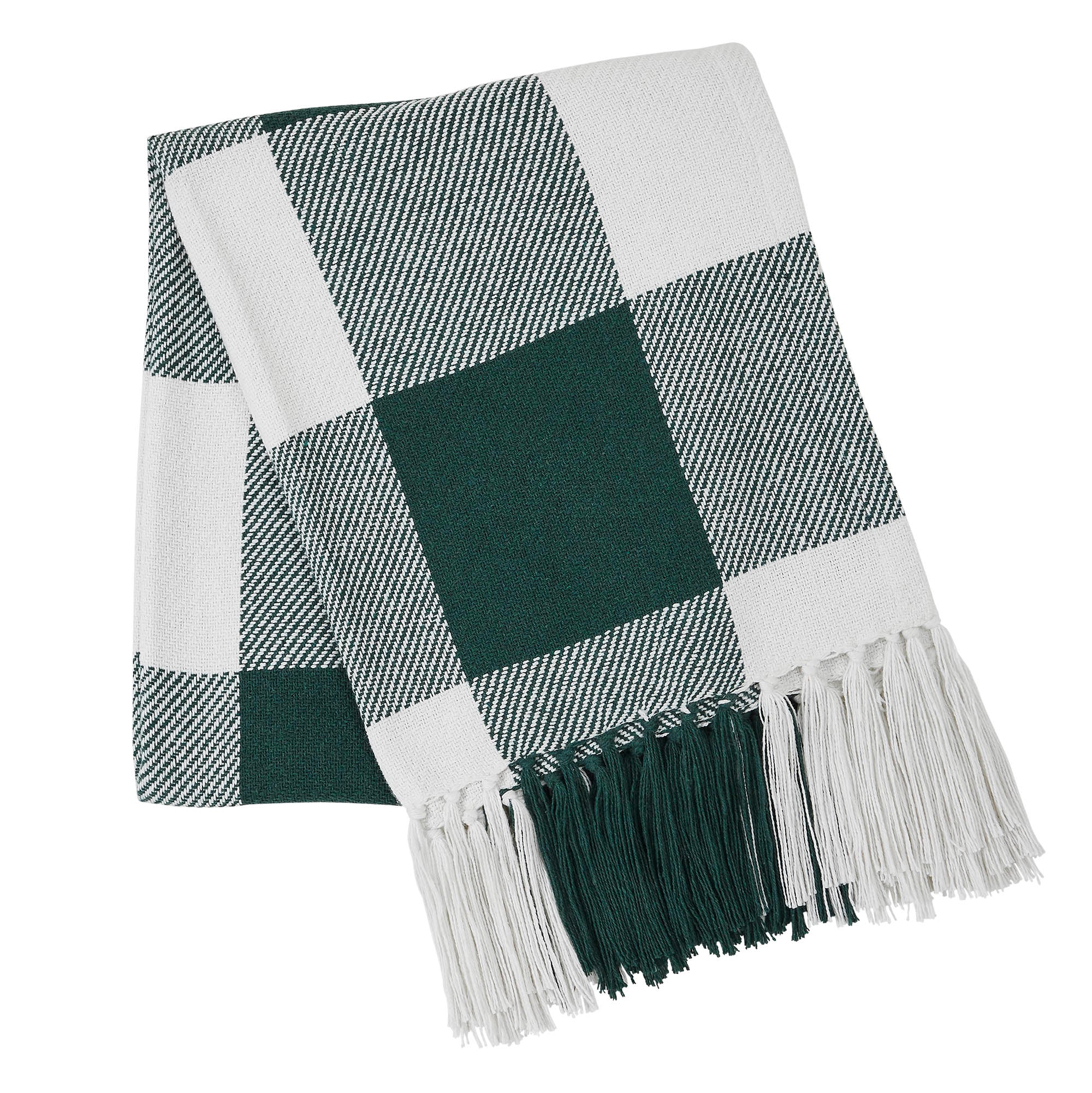 Annie Buffalo Check Hunter Green Woven Throw 50x60 SpadezStore