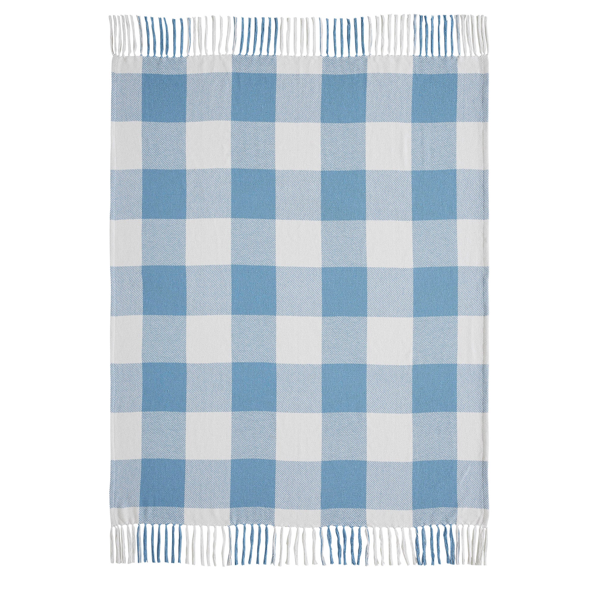 Annie Buffalo Check Blue Woven Throw 50x60 SpadezStore