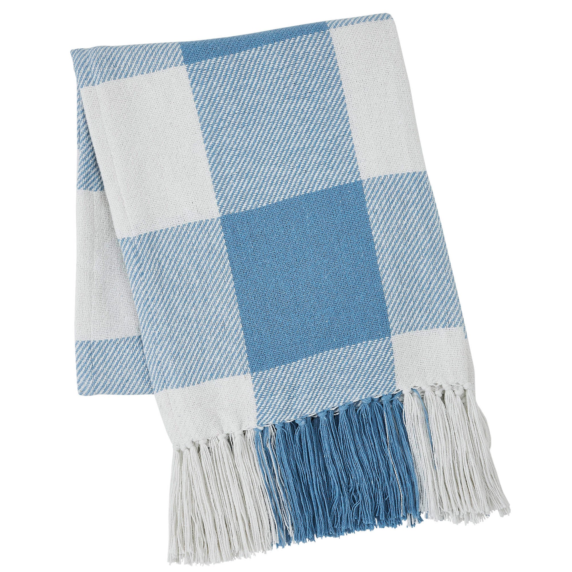 Annie Buffalo Check Blue Woven Throw 50x60 SpadezStore