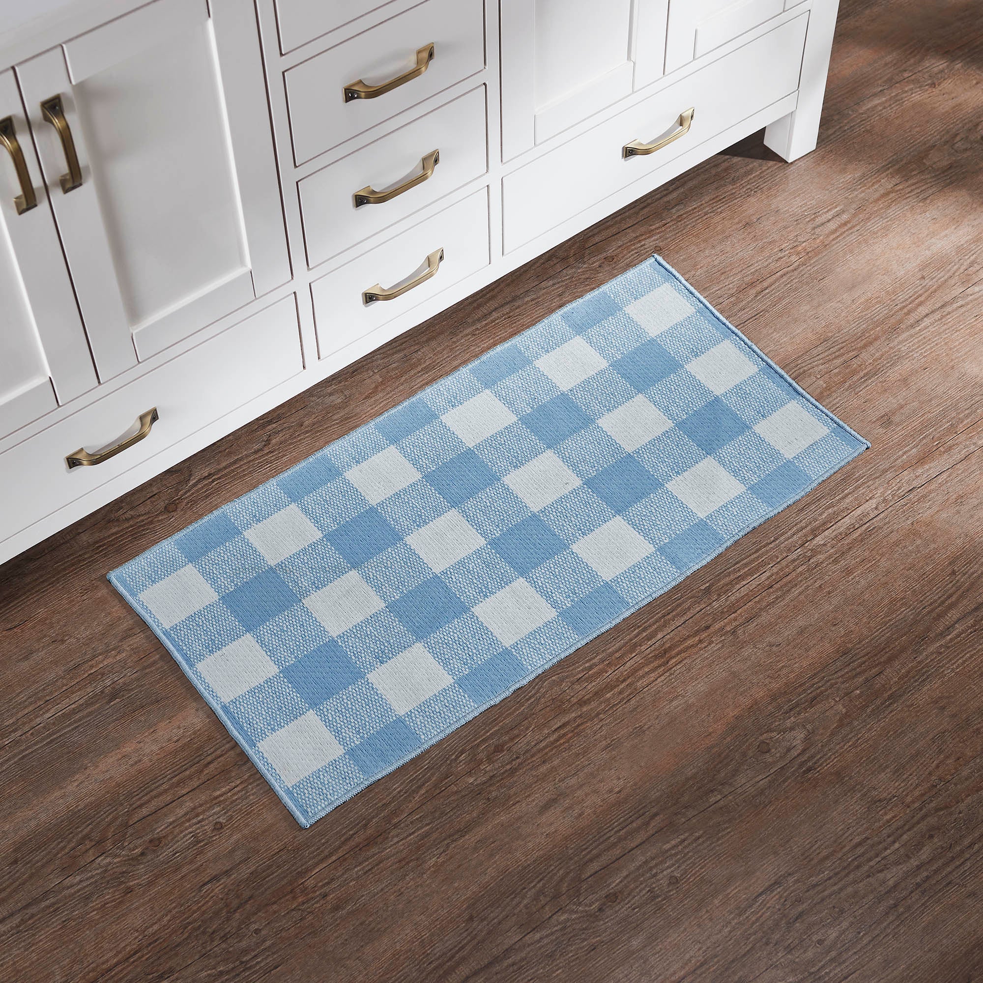 Annie Buffalo Check Blue Indoor/Outdoor Rug Rect 17x36 SpadezStore