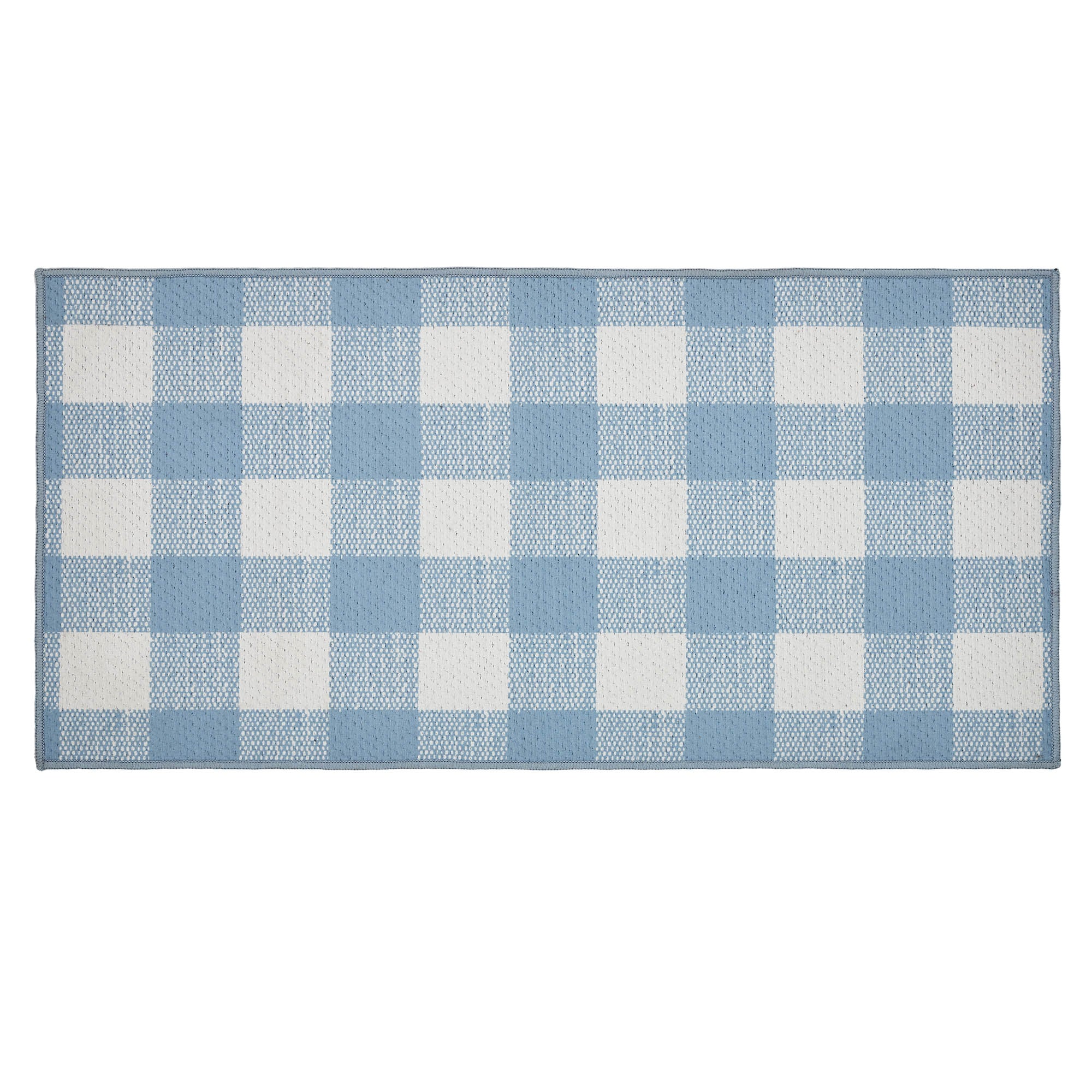 Annie Buffalo Check Blue Indoor/Outdoor Rug Rect 17x36 SpadezStore