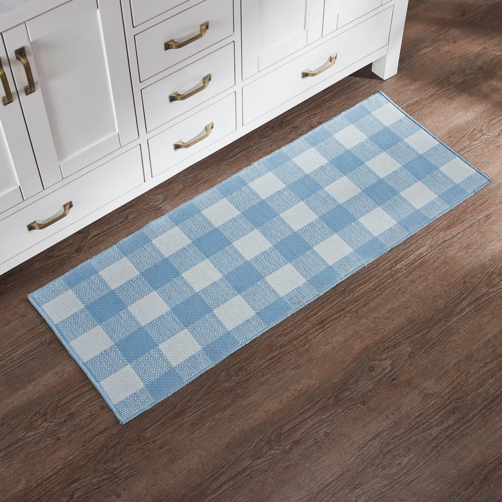 Annie Buffalo Check Blue Indoor/Outdoor Rug Rect 17x48 SpadezStore