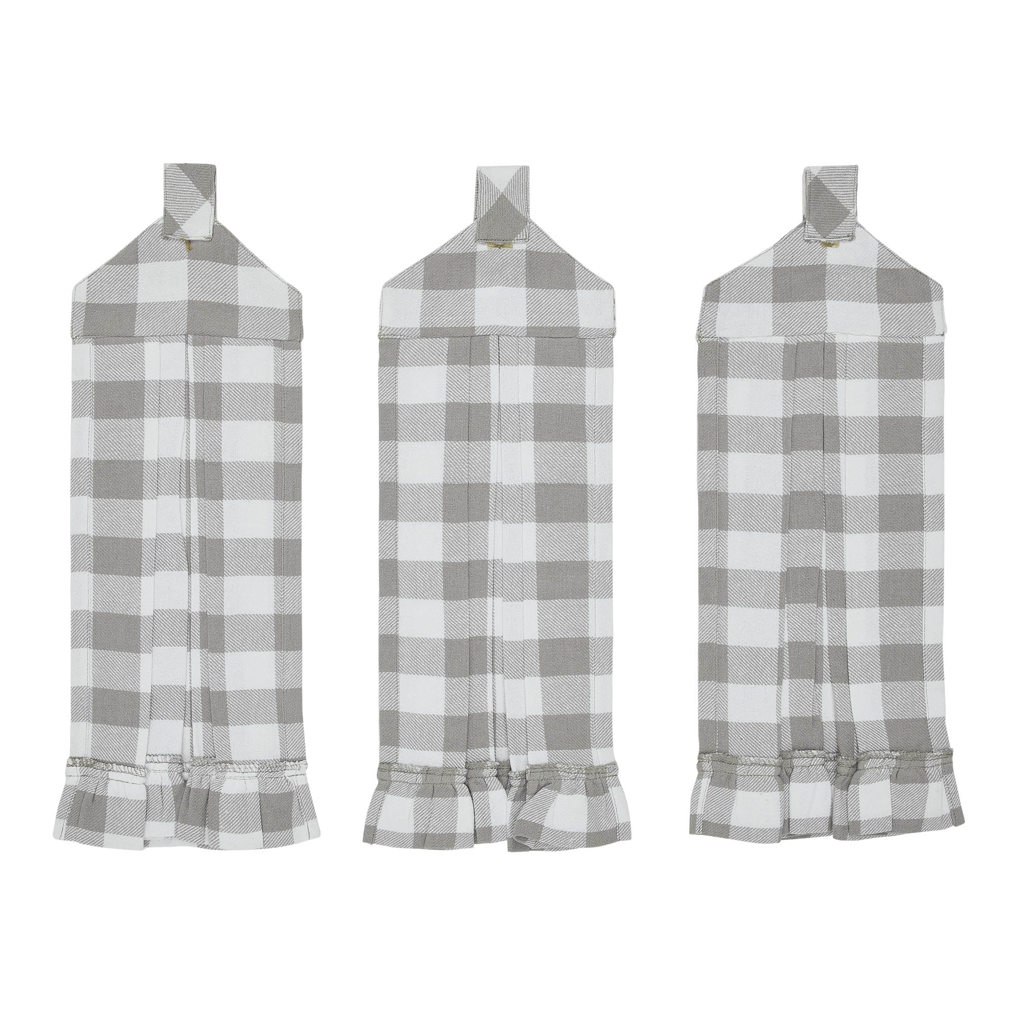 Annie Buffalo Check Grey Button Loop Tea Towel Set of 3 SpadezStore