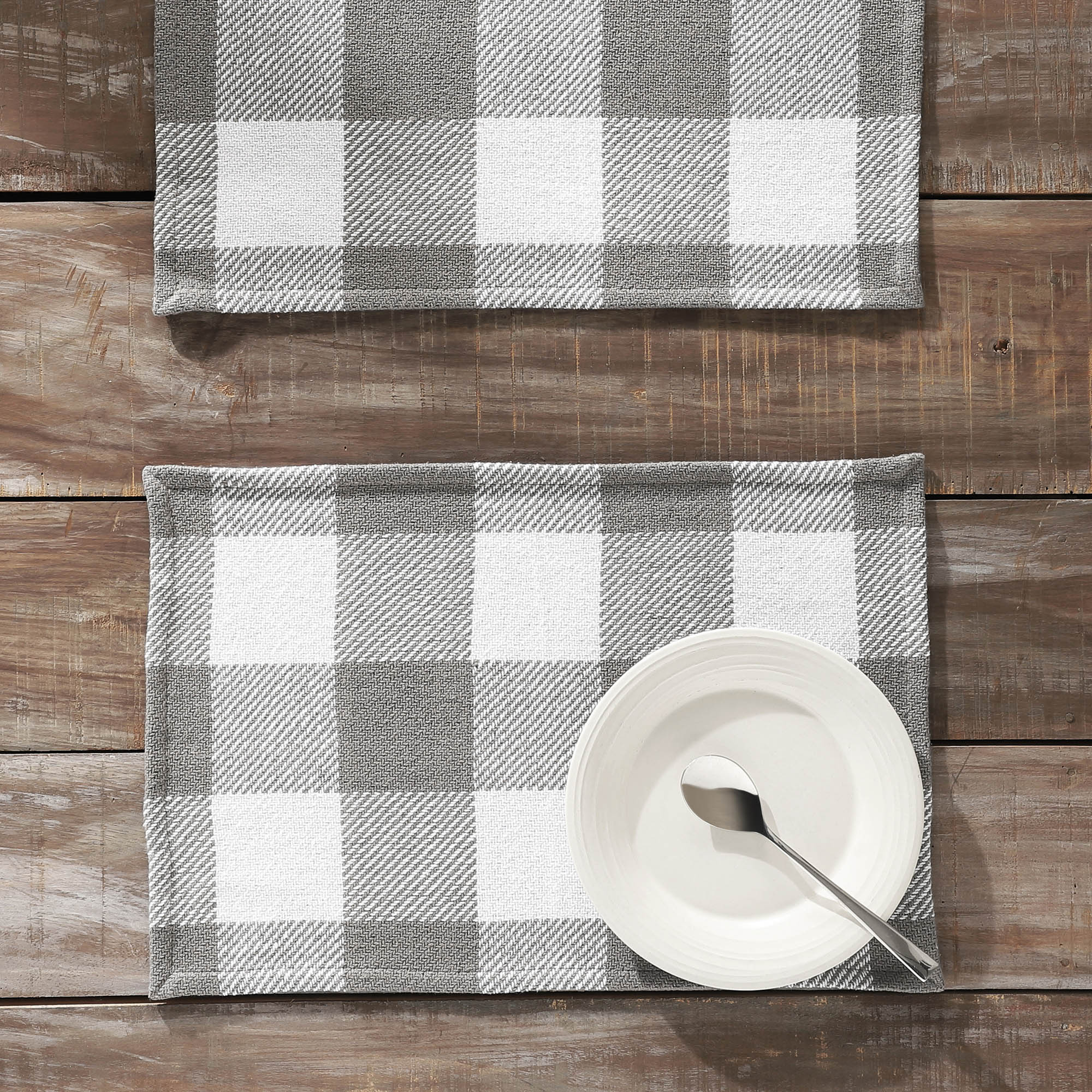 Annie Buffalo Check Grey Placemat Set of 2 13x19 SpadezStore