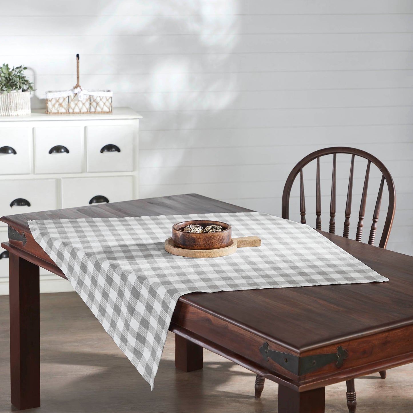 Annie Buffalo Check Grey Table Topper 40x40 SpadezStore