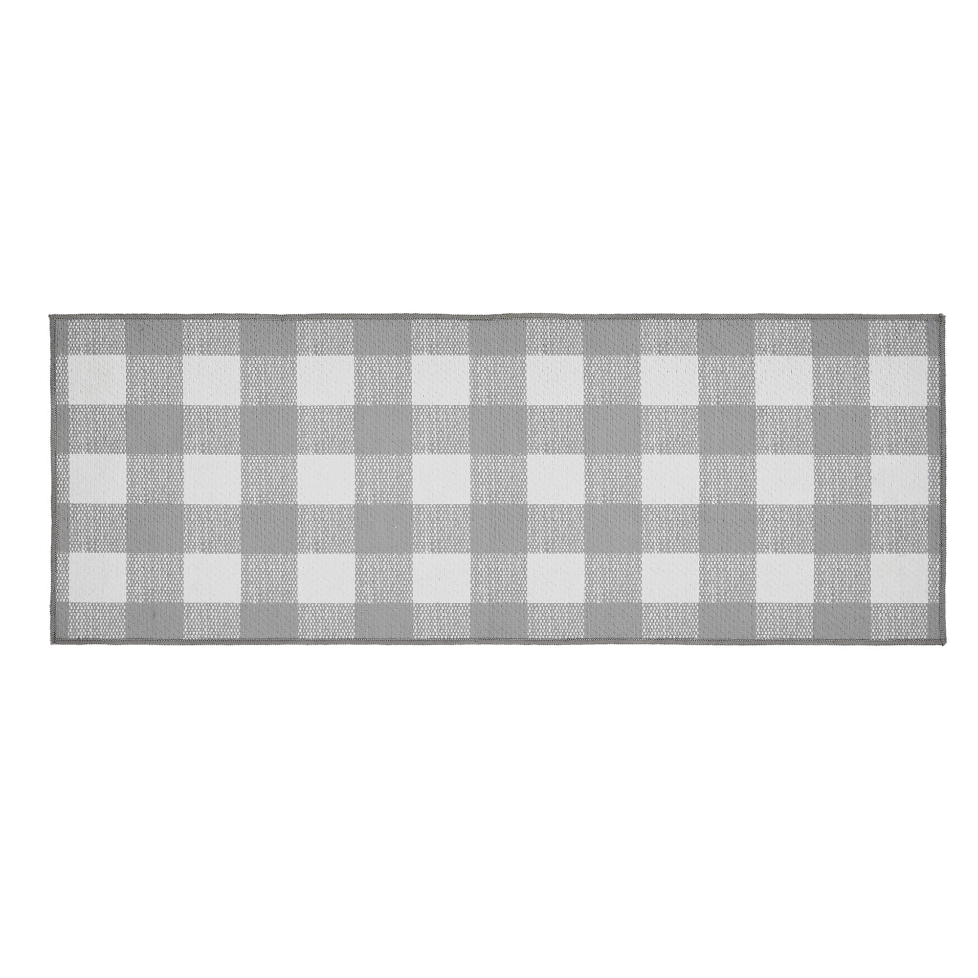 Annie Buffalo Check Grey Indoor/Outdoor Rug Rect 17x48 SpadezStore