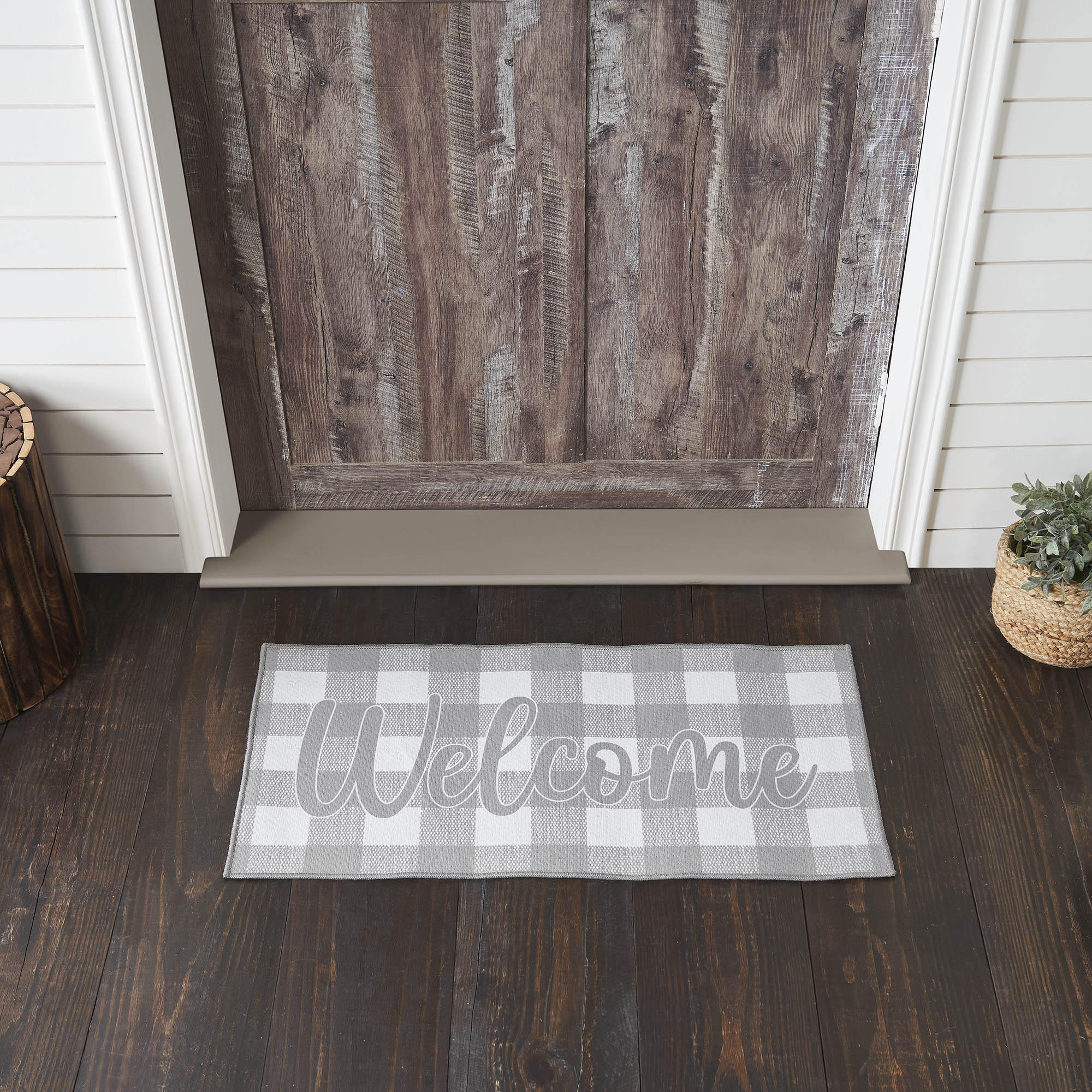 Annie Buffalo Check Grey Welcome Indoor/Outdoor Rug Rect 17x36 SpadezStore