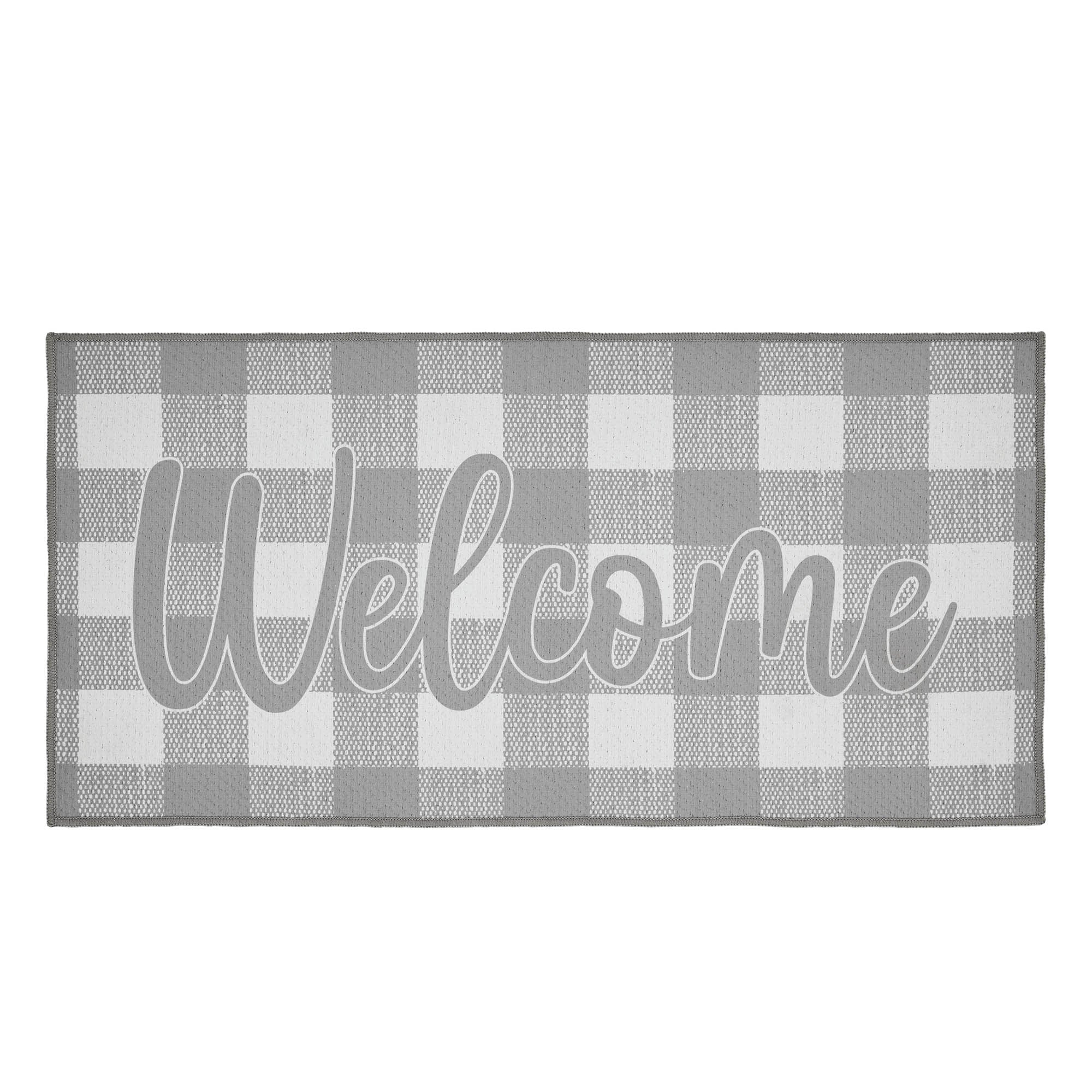 Annie Buffalo Check Grey Welcome Indoor/Outdoor Rug Rect 17x36 SpadezStore