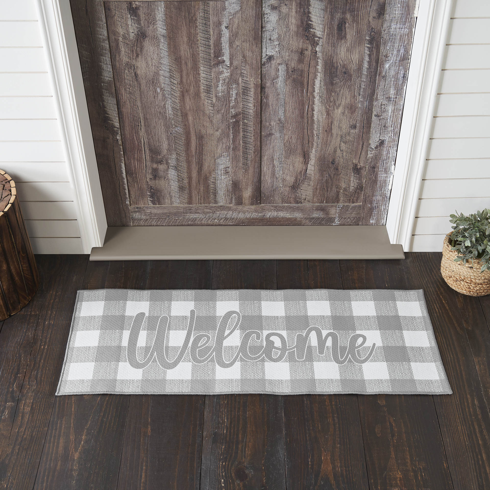 Annie Buffalo Check Grey Welcome Indoor/Outdoor Rug Rect 17x48 SpadezStore