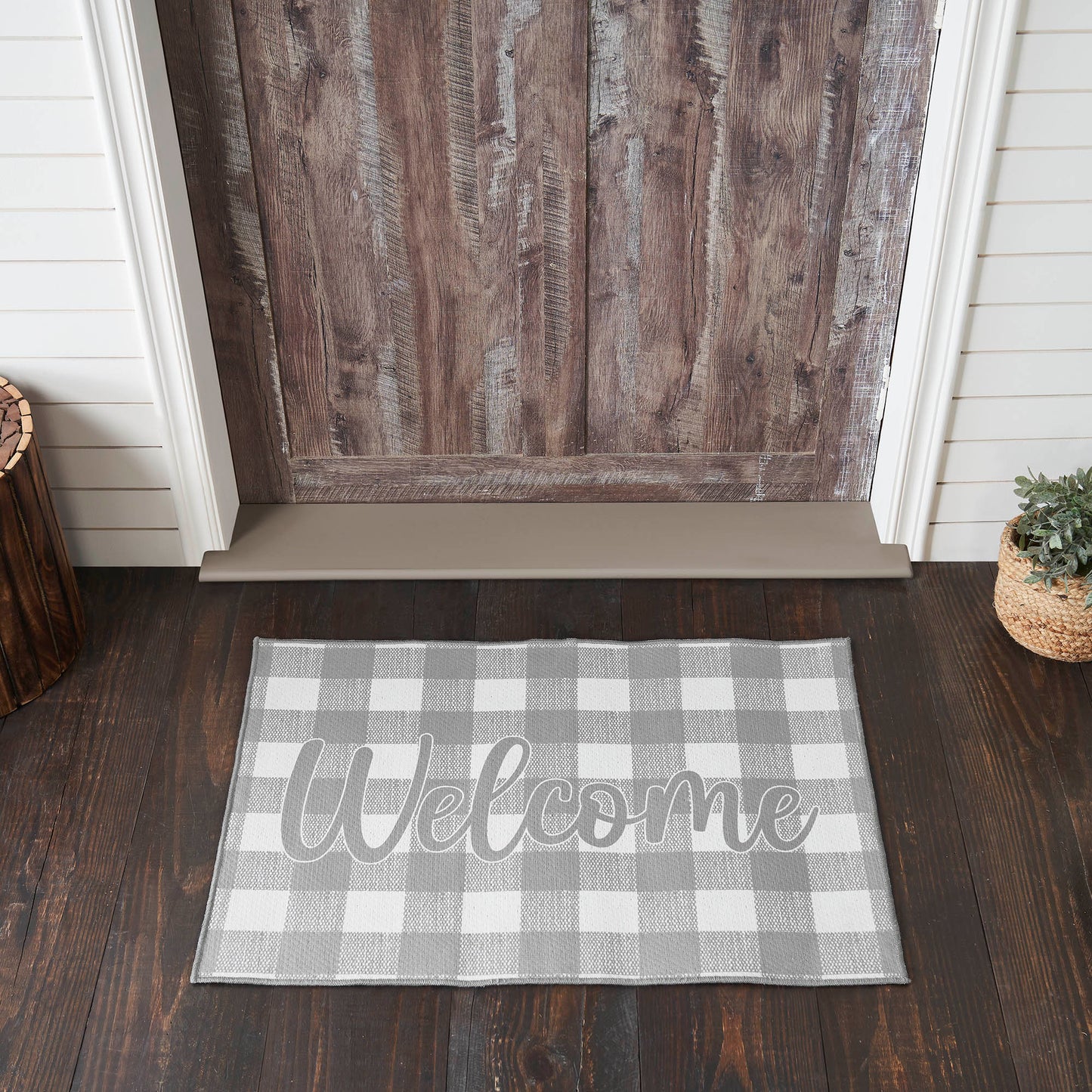 Annie Buffalo Check Grey Welcome Indoor/Outdoor Rug Rect 24x36 SpadezStore