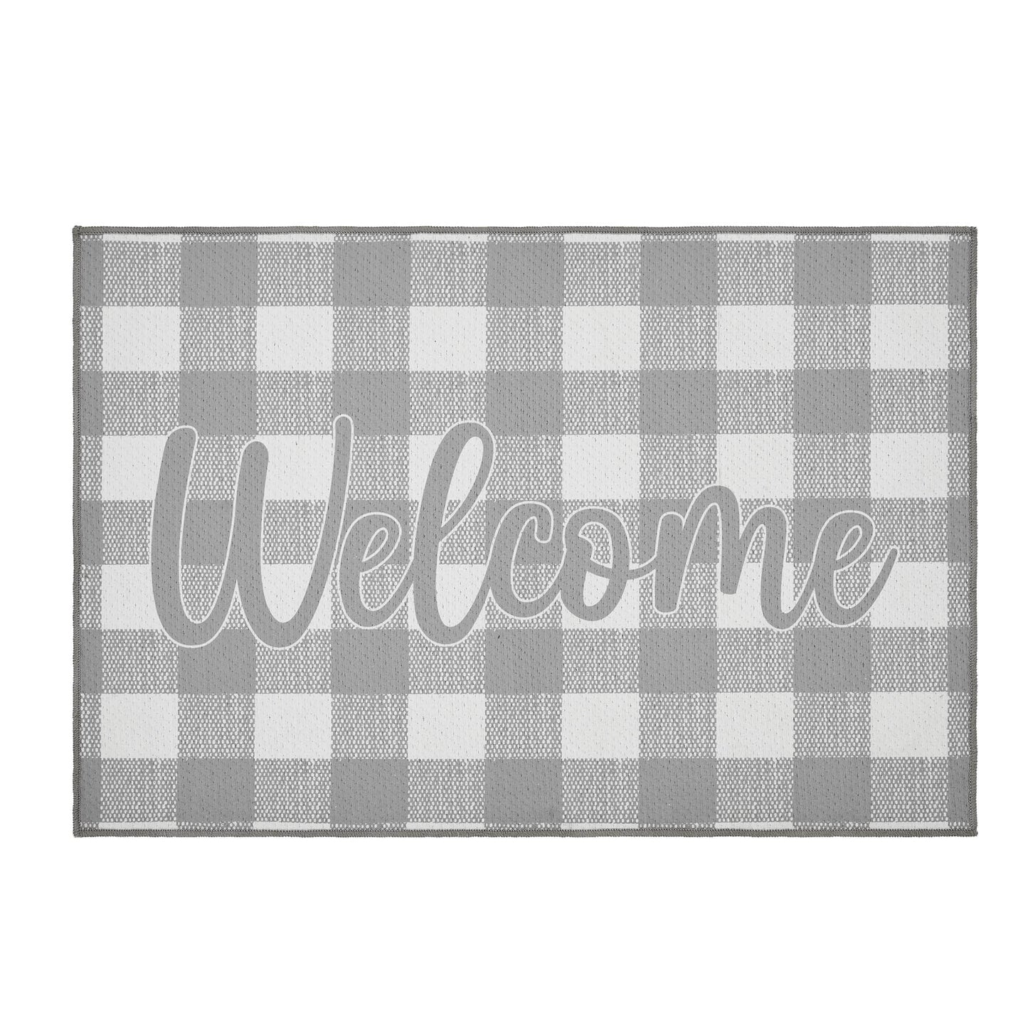 Annie Buffalo Check Grey Welcome Indoor/Outdoor Rug Rect 24x36 SpadezStore