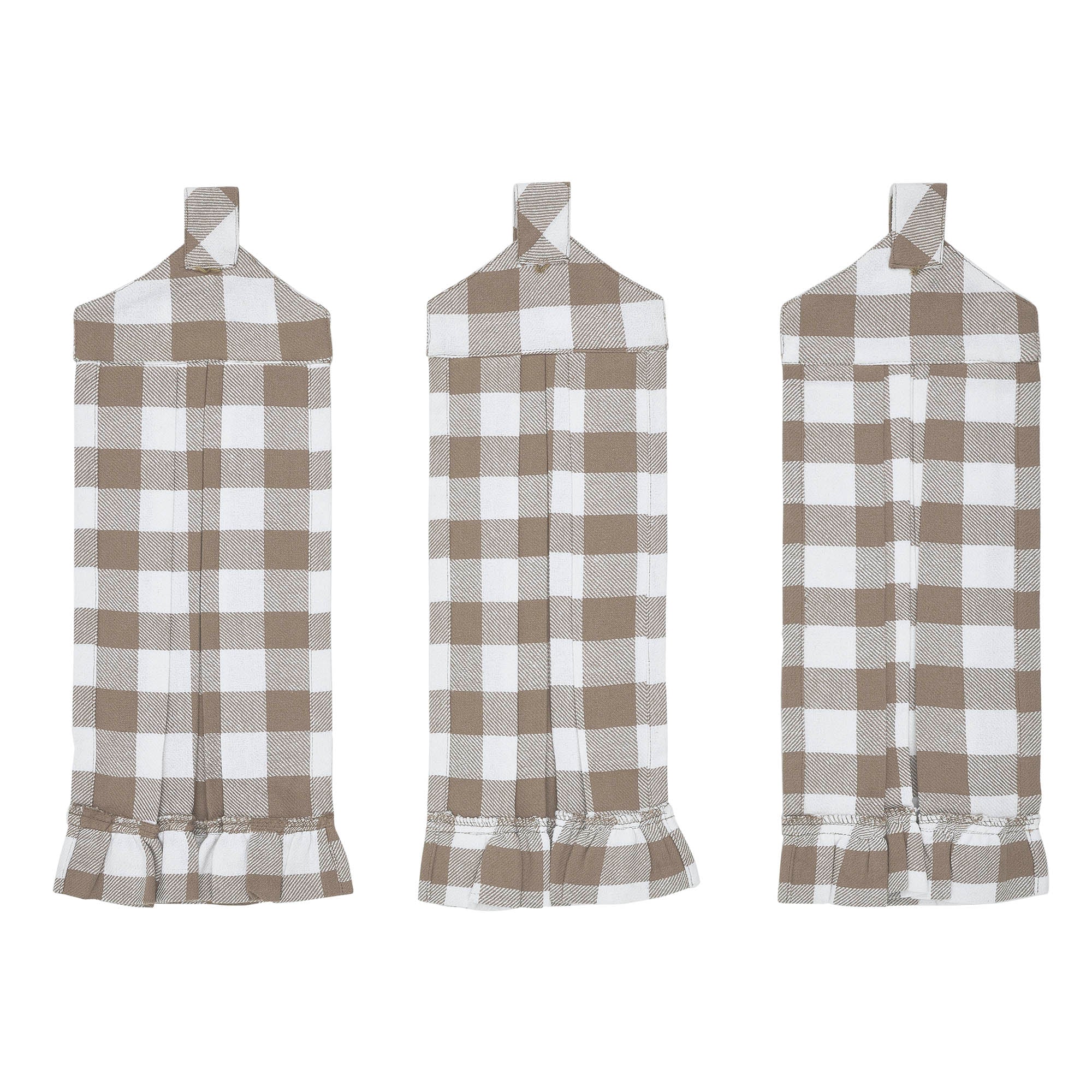 Annie Buffalo Check Portabella Button Loop Tea Towel Set of 3 SpadezStore