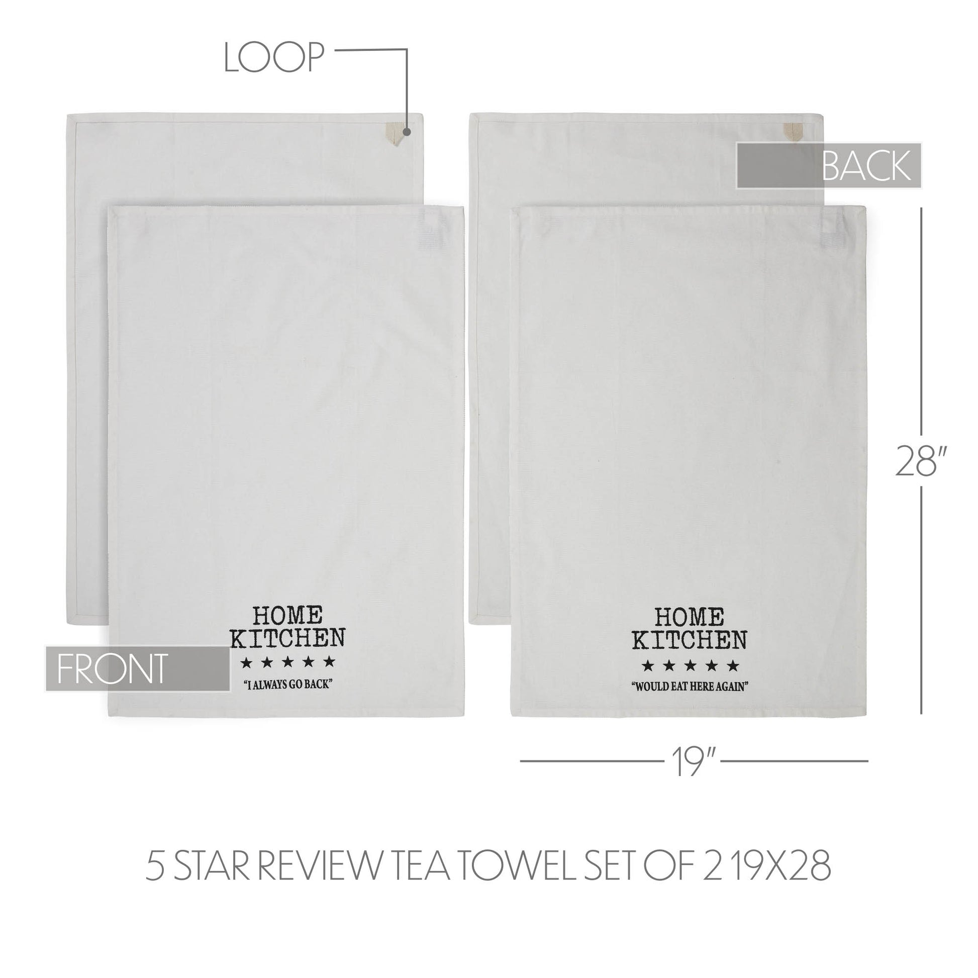 Down Home 5 Star Review Tea Towel Set of 2 19x28 SpadezStore