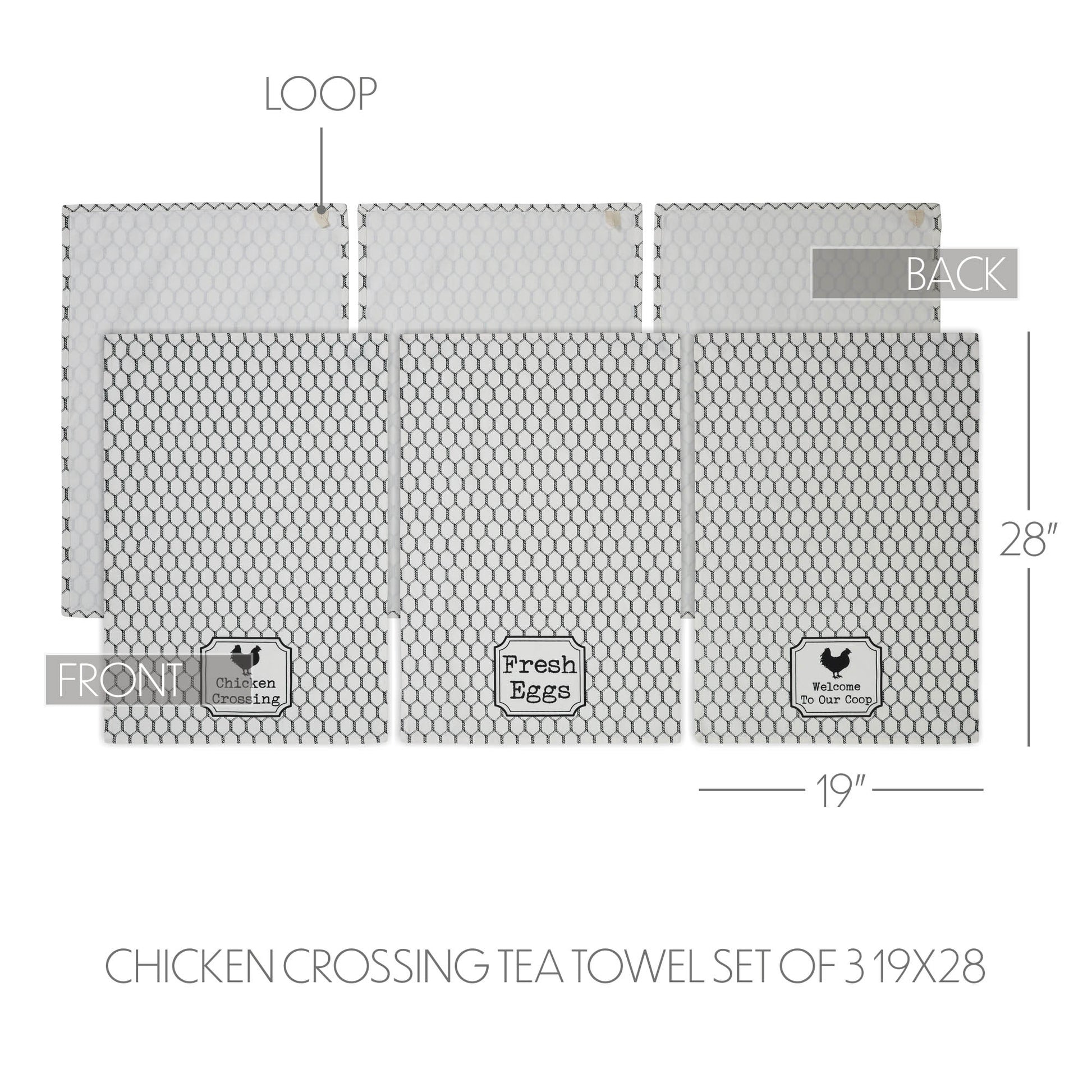 Down Home Chicken Crossing Tea Towel Set of 3 19x28 SpadezStore