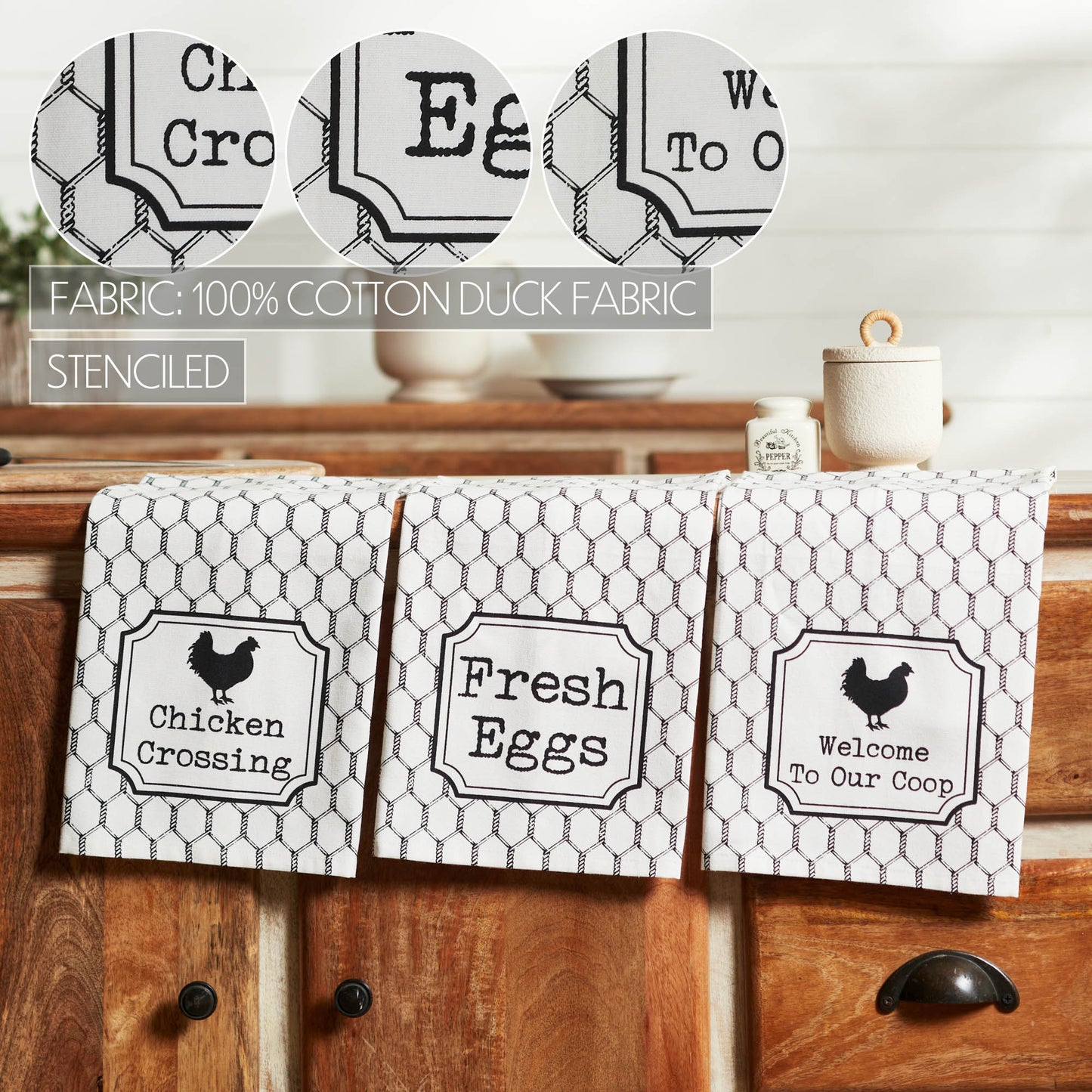 Down Home Chicken Crossing Tea Towel Set of 3 19x28 SpadezStore