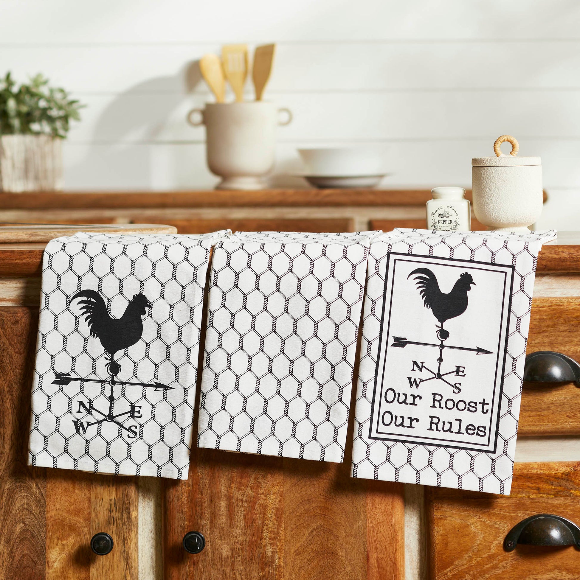 Down Home Our Roost Tea Towel Set of 3 19x28 SpadezStore