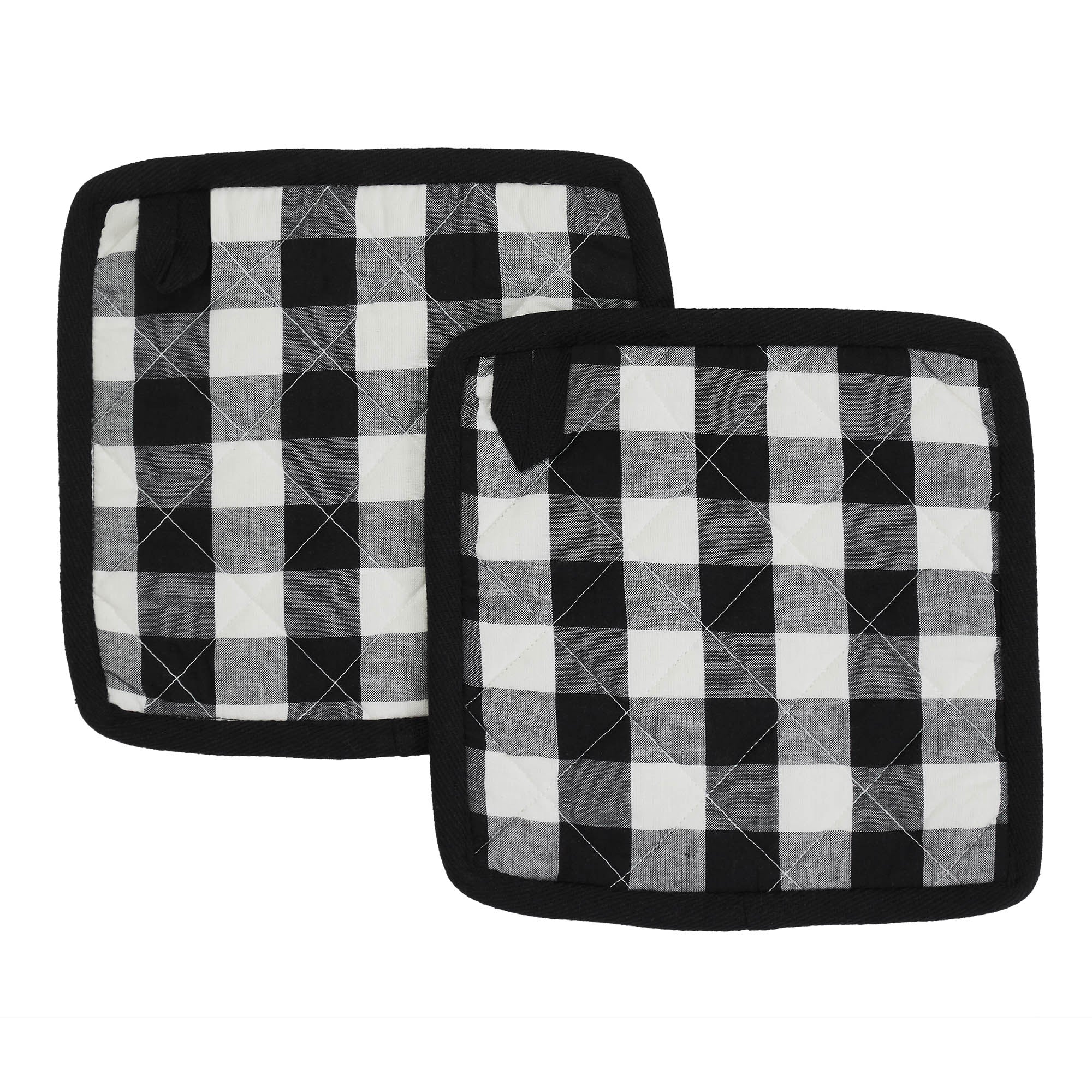 Annie Buffalo Check Black Pot Holder Set of 2 8x8 SpadezStore