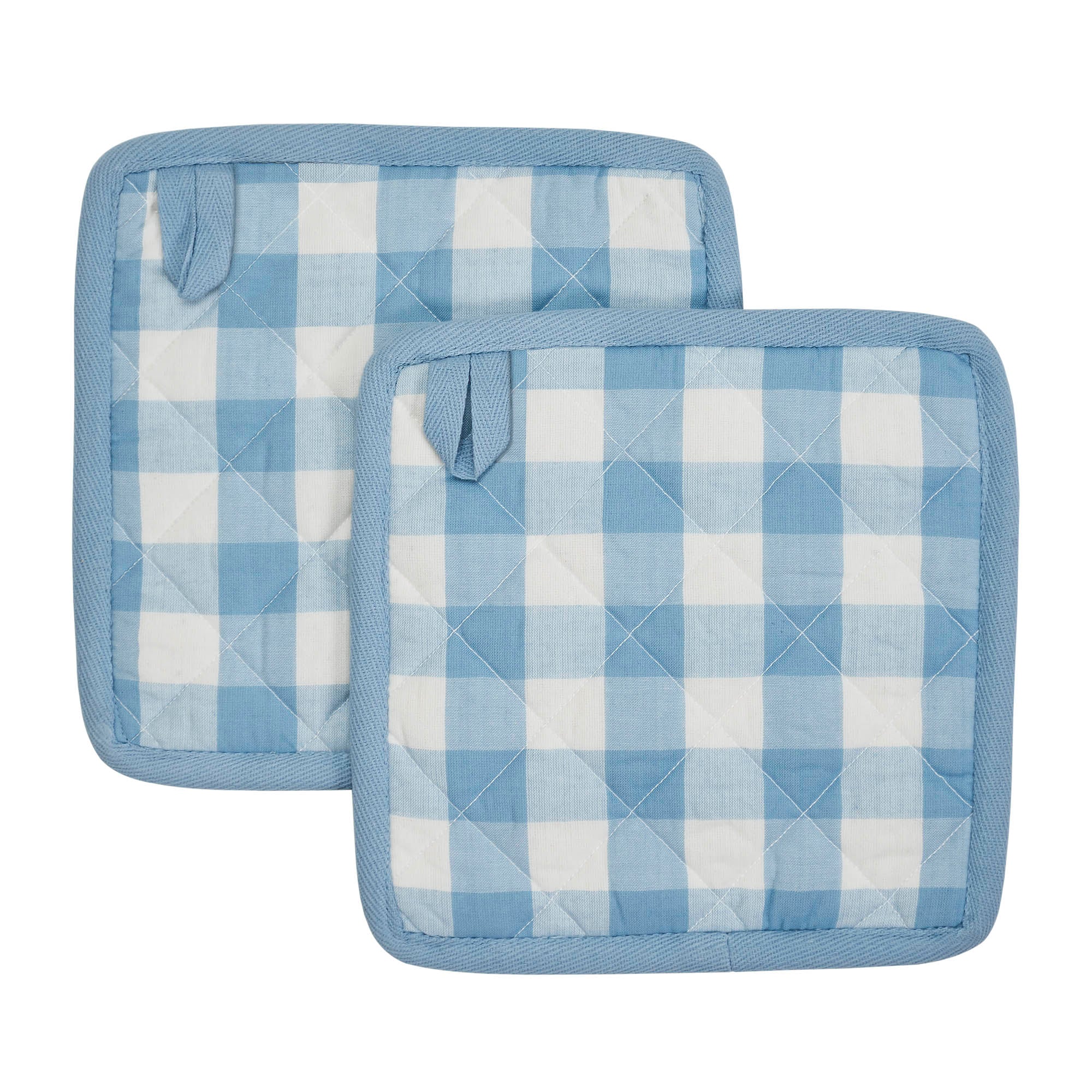 Annie Buffalo Check Blue Pot Holder Set of 2 8x8 SpadezStore