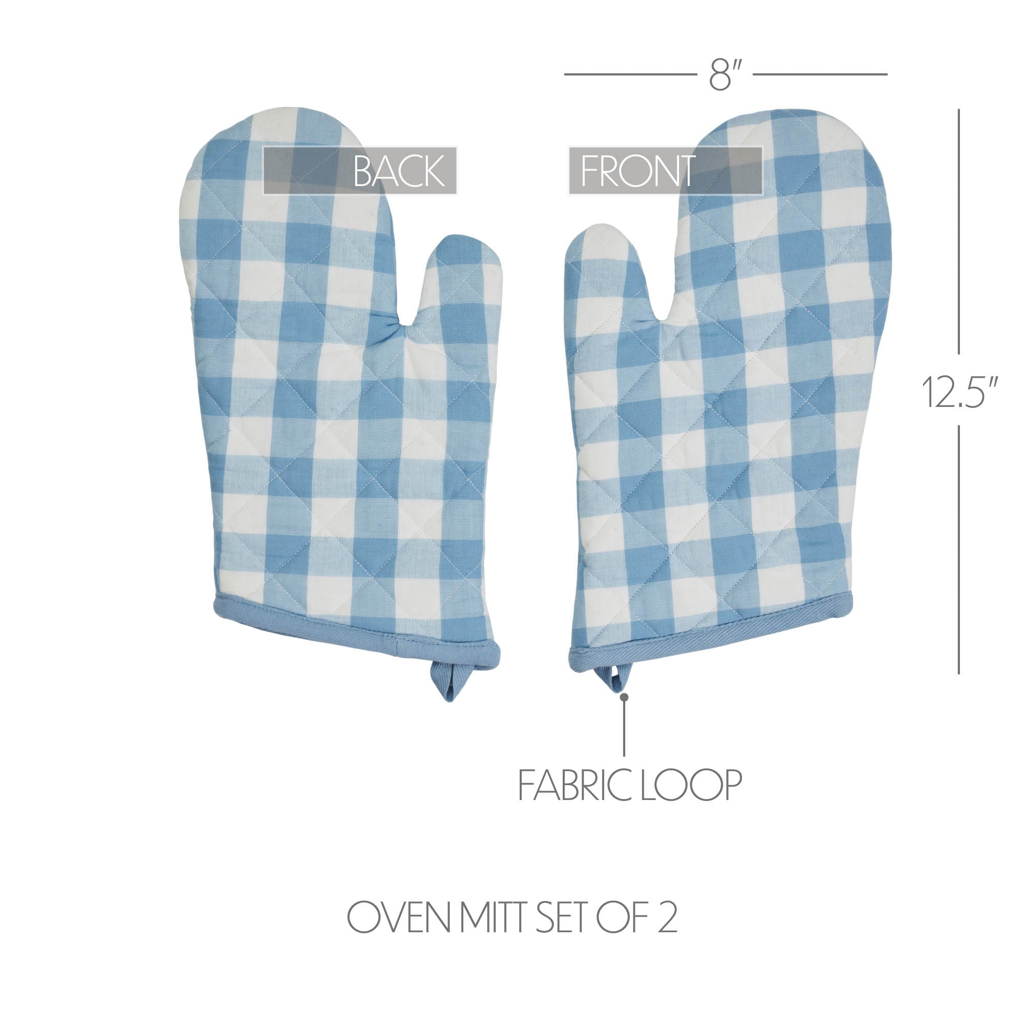 Annie Buffalo Check Blue Oven Mitt Set of 2 SpadezStore