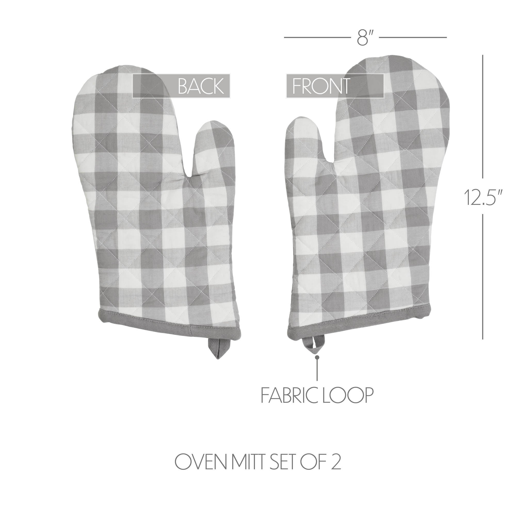 Annie Buffalo Check Grey Oven Mitt Set of 2 SpadezStore