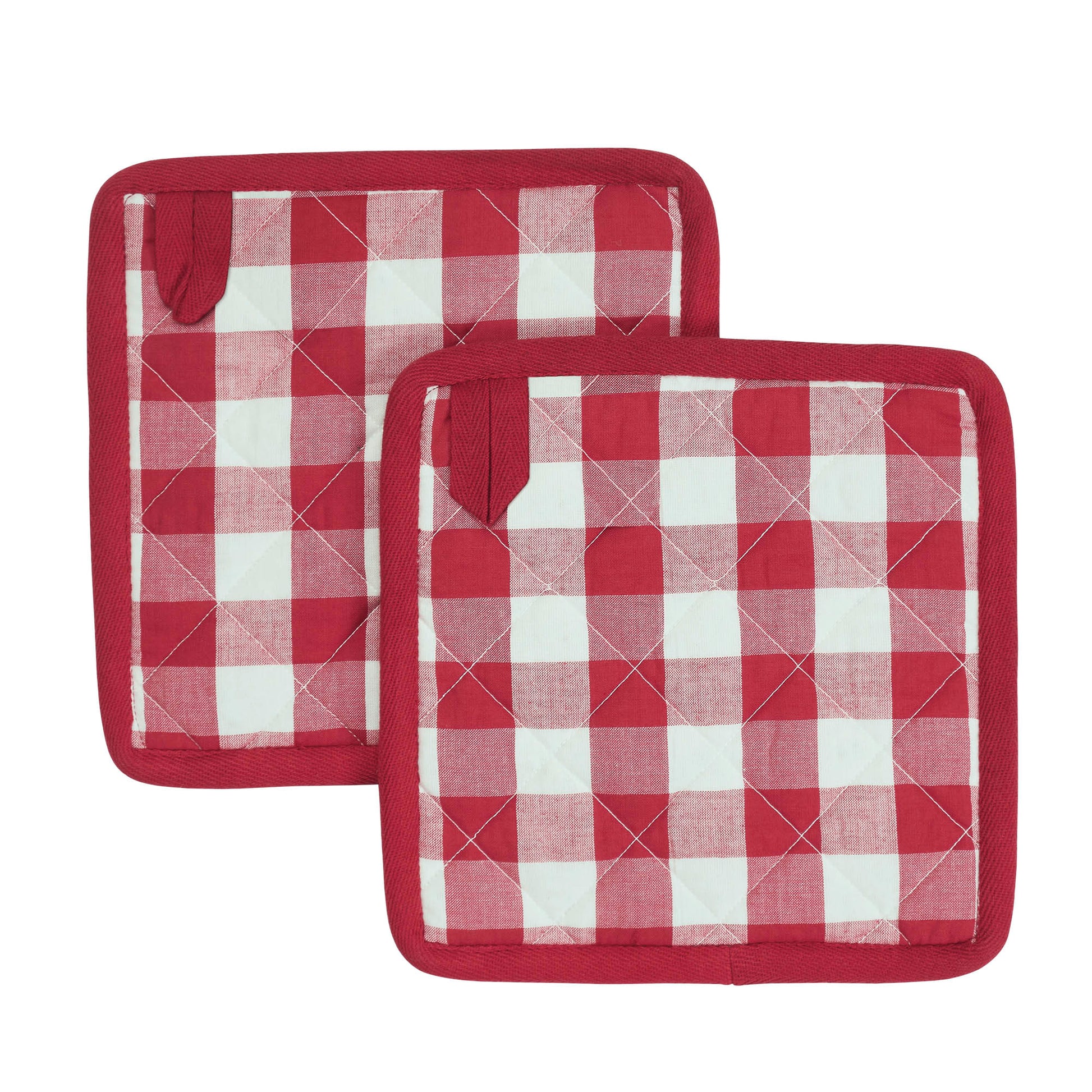 Annie Buffalo Check Red Pot Holder Set of 2 8x8 SpadezStore