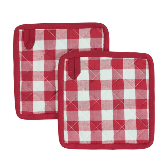 Annie Buffalo Check Red Pot Holder Set of 2 8x8 SpadezStore