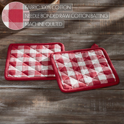 Annie Buffalo Check Red Pot Holder Set of 2 8x8 SpadezStore